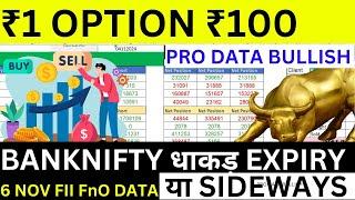 fii data analysis for tomorrow || monday FII DII Data Analysis For friday 6 nov