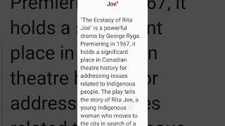 The Ecstasy Of Rita Joe Summary