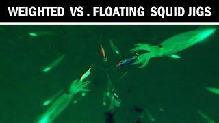 How Squid React To Weighted vs Floating Jigs (Underwater Squid Fishing)