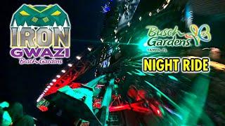 [4K] Iron Gwazi - Insane Hybrid Coaster at Night | Front Row POV | Busch Gardens Tampa Bay