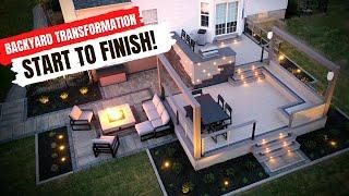 EPIC Modern Backyard MAKEOVER - Deck and Patio Build Time Lapse