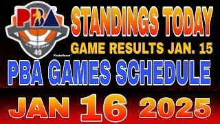 PBA Standings today as of January 15, 2025 | Pba Game results | Pba schedules January 16, 2025