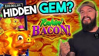 A BEST Slot?  The Rakin Bacon slot machine!  Building a bankroll on slots!