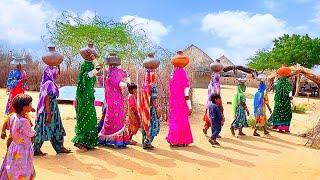 Construction of water tank project | submersible water pump in village of desert