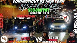 STREET RACE NOHESI BUILT M340 VS FULLY BUILT S2K WHEELIES AT THE LINE  $38K A STREET BATMOBLIE ‼️