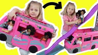 Barbie Dreamcamper Playset Slide with Disney Encanto Mirabel, Luisa, Isabela