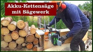 Akku-Kettensäge mit Sägewerk