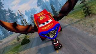 Epic Escape From The Lightning McQueen Bat Eater, Megahorn, Car Eater, Bus Eater |BeamNG.Drive