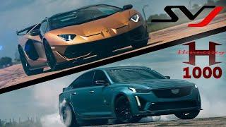 Lamborghini SVJ vs 1000 HP Cadillac 4-Door Sedan by Hennessey