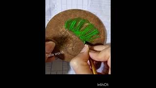 Easy and Simple Painting for Beginners on Wood Slice | Painting Acrylic on Canvas #shorts