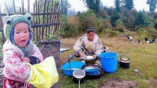 Mom & Son living in Old Shelter II Jina washing dishes in old Shelter@pastorallifeofnepal