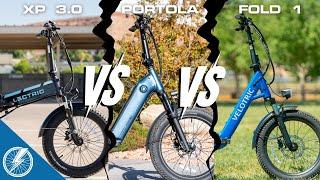 Lectric XP vs Ride1Up Portola vs Velotric Fold 1 | Fight of the $1K Folding E-Bikes