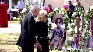 Bidens visit memorial to Texas school-shooting victims