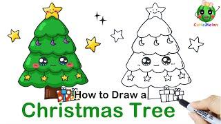 学画圣诞树How To Draw A Funny Cartoon Christmas Tree |Christmas Arts| Easy Drawings for kids儿童简笔画教程