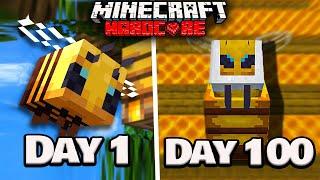 I Survived 100 DAYS as a BEE in HARDCORE MINECRAFT!