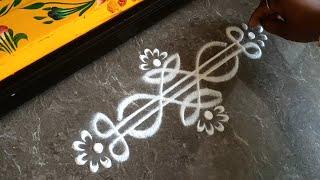 Easy border rangoli designs | Daily rangoli designs | Simple border muggulu | Apartment kolam