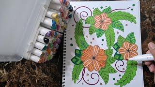 COLORING FLOWERS WITH LEAVES  |  RELAXING COLORING SESSION #colors  #coloring #color