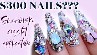 $300 NAILS????  FULL SWAROVSKI CRYSTAL NAILS APPLICATION