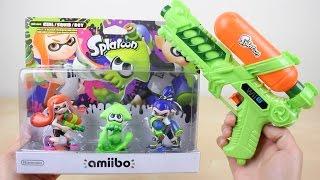 Splatoon Amiibo 3 Pack + Water Gun Unboxing!