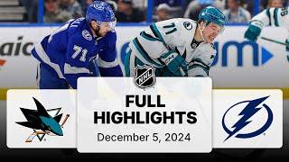 NHL Highlights | Sharks vs. Lightning - December 5, 2024