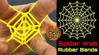 How to make a rubber band spider web using 4 rubber bands. rubber bands trick.