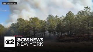 Brush fires burning along Sunrise Highway on Long Island's East End