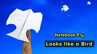 bird plane, paper flyiing bird plane,  notebook paper flying bird, paper plane like a bird, easy