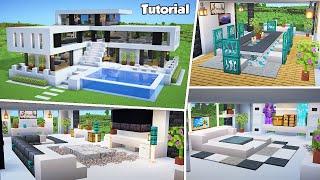 Minecraft: Modern House #52 Interior Tutorial - How to Build - Material List in Description!