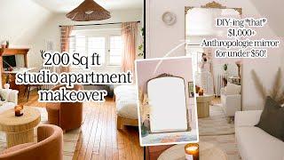 Renter-Friendly 200 Sq Ft Studio Apartment Makeover With Home Office Solution | Studio Fix