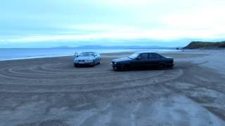 BMW E34 525i M50 (BATMOBIL) Beach drift Burnout FULL HD