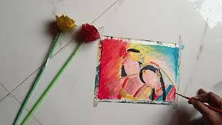 Radha Krisha painting tutorial|Janmashtami special|Divine Love Unfolds|krishna playing flute|Love