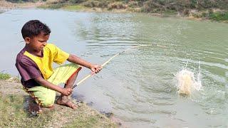 Best Fishing Video ~ Village Smart Boy Fishing With Hook ~ Traditional Hook Fishing