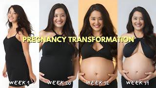 Pregnancy Journey from Week 1 to Week 39 | Pregnant belly growth of beautiful Mom 35