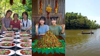 Rural girl eats ten catties of braised loach and double pepper fish 农村吃货消灭10斤红烧泥鳅和双椒鱼