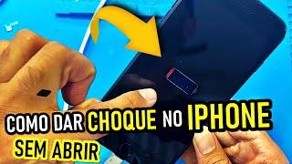 Como da CHOQUE na BATERIA do iPhone sem precisar ABRIR ( Método muito simples )