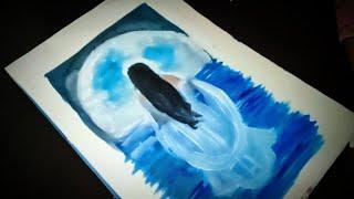 Moon Painting easy| how to paint moon | Acrylic Painting tutorial