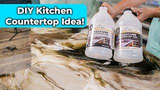 DIY Epoxy Brown Marble Countertop Design for less than $150