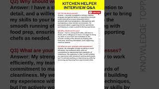 Kitchen Helper Interview Questions and Answers | Kitchen Helper Job Interview Questions
