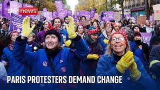 Thousands protest for women's rights in Paris