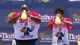 Badlands Booker Vs Itstkenny | First Chug Off At Nathan's Hot Dog Eating Contest 2021