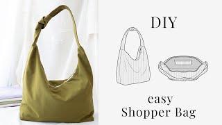 DIY zippered shopper bag | learn how to make a tote bag with knot handle