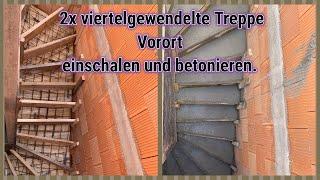 2x viertel gewendelte Treppe Vorort, einschalen und betonieren, Ortbeton, wissenswerte Formeln.