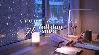 7-HOUR STUDY WITH ME ️ Snowy Day /  Fire Crackling / Pomodoro 50-10 / Full Day of Snow [ambient]