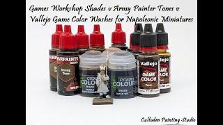 Games Workshop Shades v Army Painter Tones v Vallejo Game Color Washes for Napoleonic Miniatures