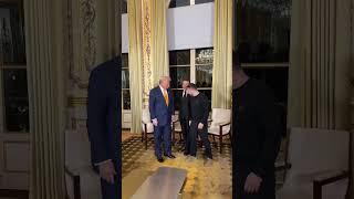 US President Trump meets with Ukrainian President Zelensky and French President Macron in France