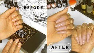 HOW I DO MY NAILS AT HOME (*no acrylic, no dip*)  #APRESNAIL #COFFINNAIL #NAILADDICT_LA