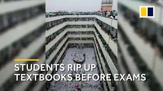 Chinese students rip up textbooks before intense gaokao exams