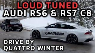 CRAZY DRIVE BY - AUDI RS6 & RS7 C8 - Sound Tuning Exhaust + DOWNPIPE + PURE SOUND im Winter - BTM TB