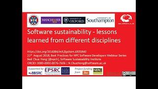 IDEAS-ECP Webinar: Software Sustainability – lessons learned from different disciplines