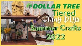 Tiered Tray Summer 2022 Crafts Using NEW Dollar Tree Supplies!